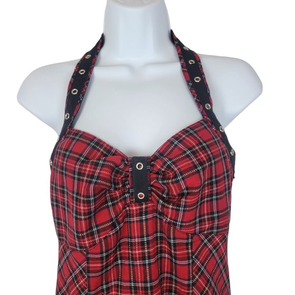TRIPP NYC Y2K Red Plaid Halter Women's Dress Size Medium - Picture 4 of 9
